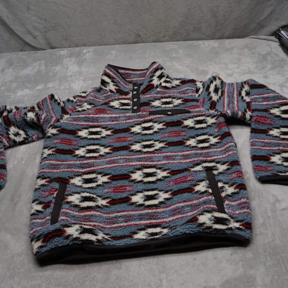 Cinch Fleece Sweatshirt Women Large Blue Aztec Southwestern Sherpa Pullover RARE